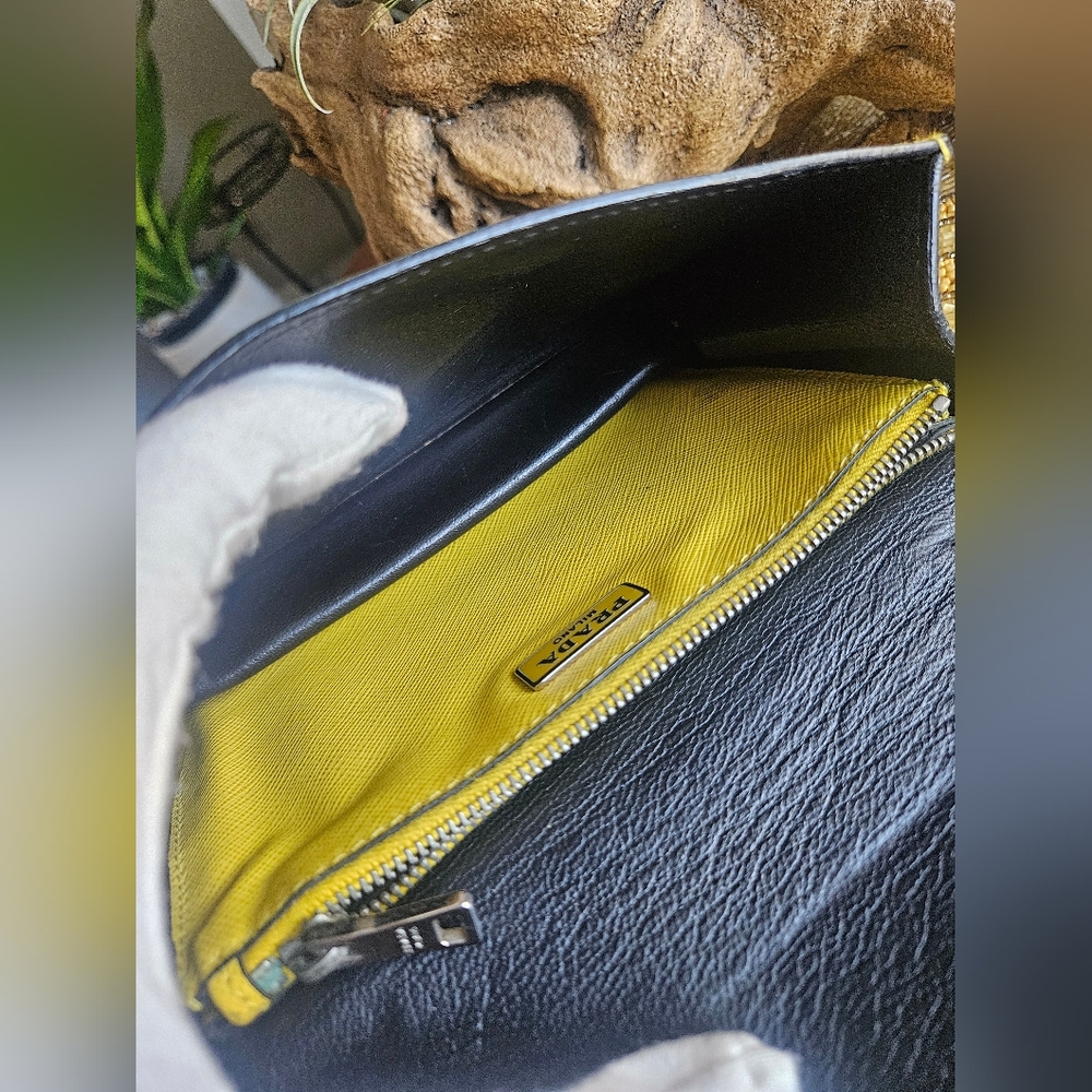 Authentic Prada Saffiano Leather yellow clutch/ shoulder bag - Picture 9 of 12